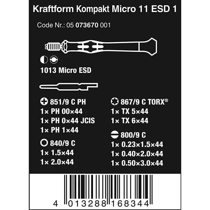 Wera Kraftform Kompakt Mikro-Seti ESD/11 05073670001