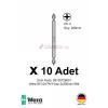 Alveta Wera 851/24 PH2 x 200mm Tornavida Ucu 10 Adet | Yıldız Vidalama Bits Seti Profesyonel Seri