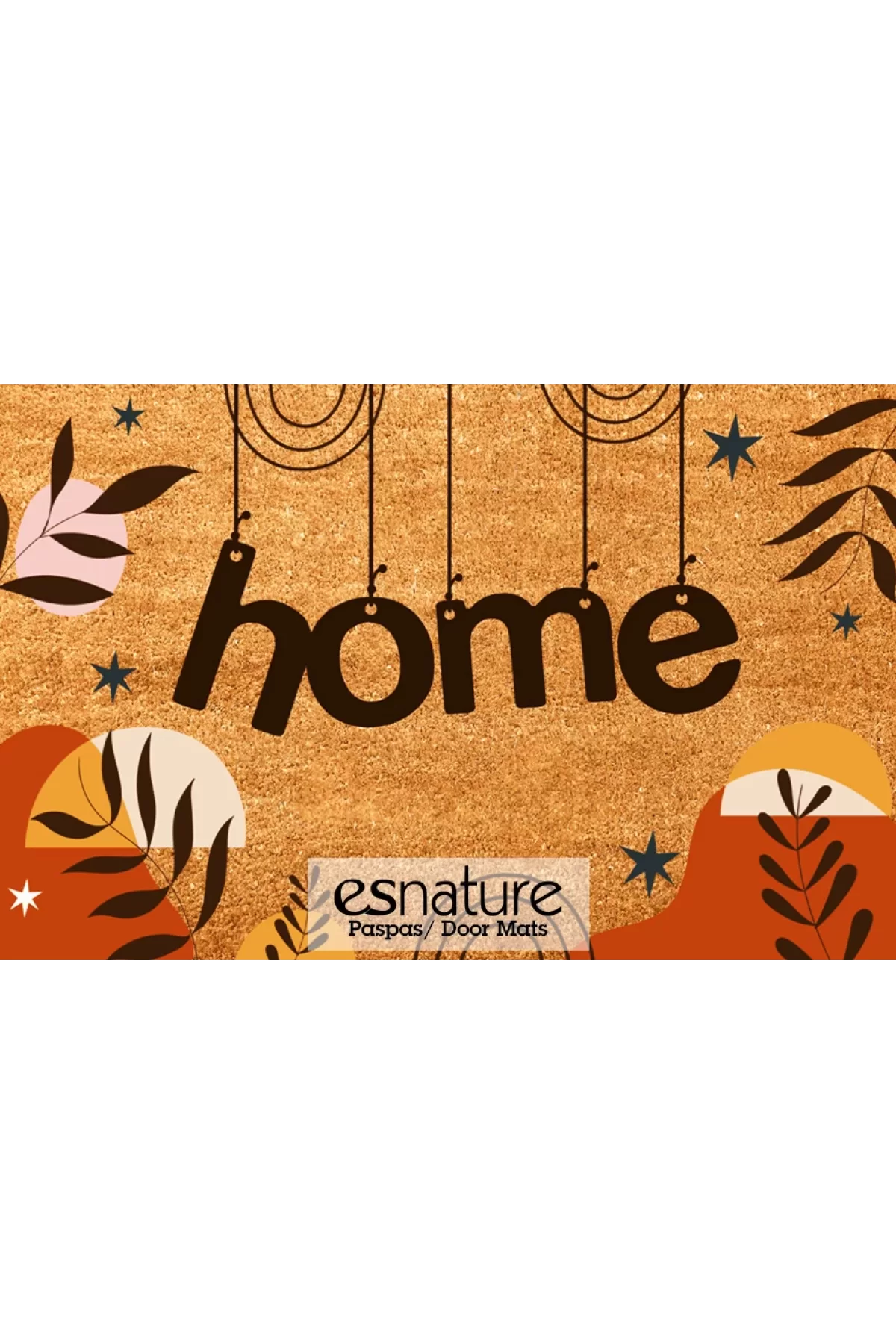 Esnature Home Bohem Temalı Dağ ve Yaprak Desenli Kapı Önü Paspası 45x70 Cm