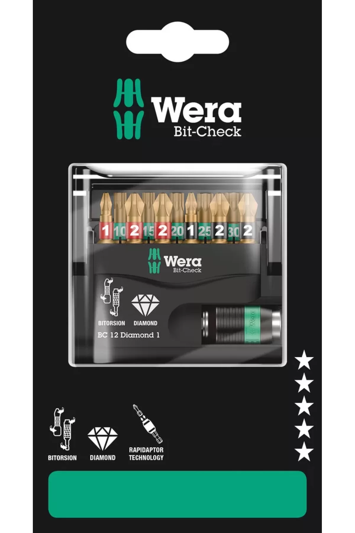 Wera Bit-Check 12 Elmas Uçlu Bits Seti 1 SB 05136392001