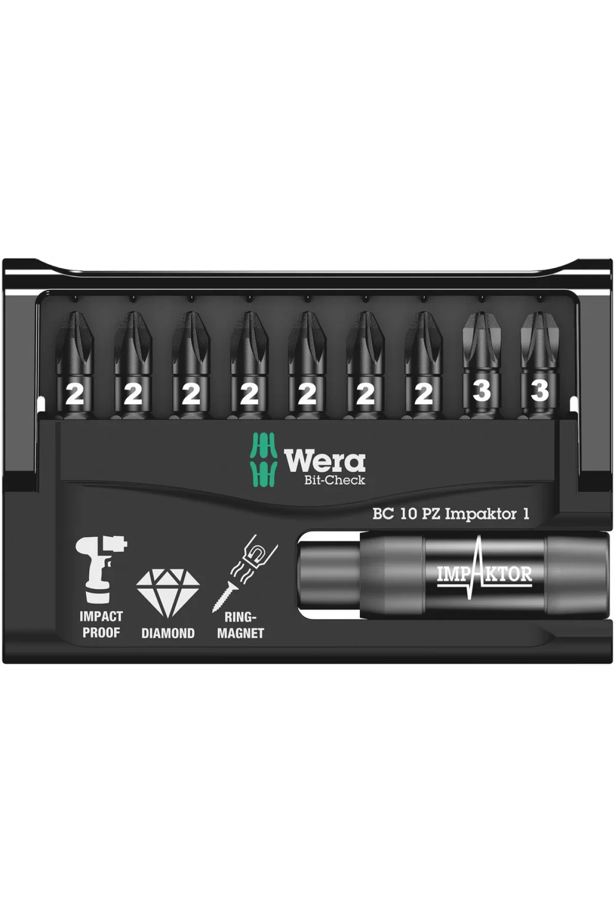 Wera Bit-Check 10 PZ impaktor Bits Seti 1 05057684001