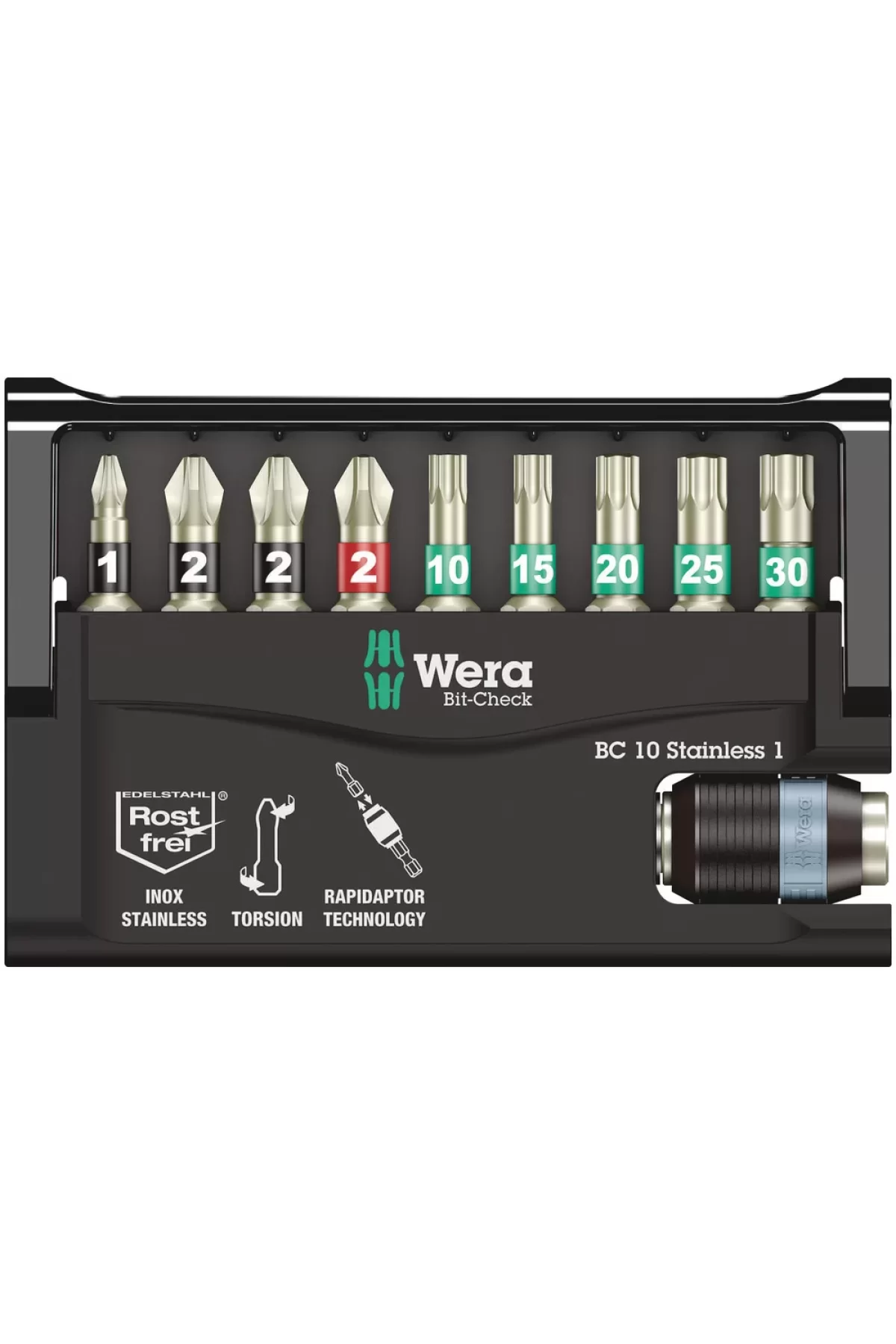 Wera Bit-Check 10 Stainless Paslanmaz Bits Seti 1 05071110001