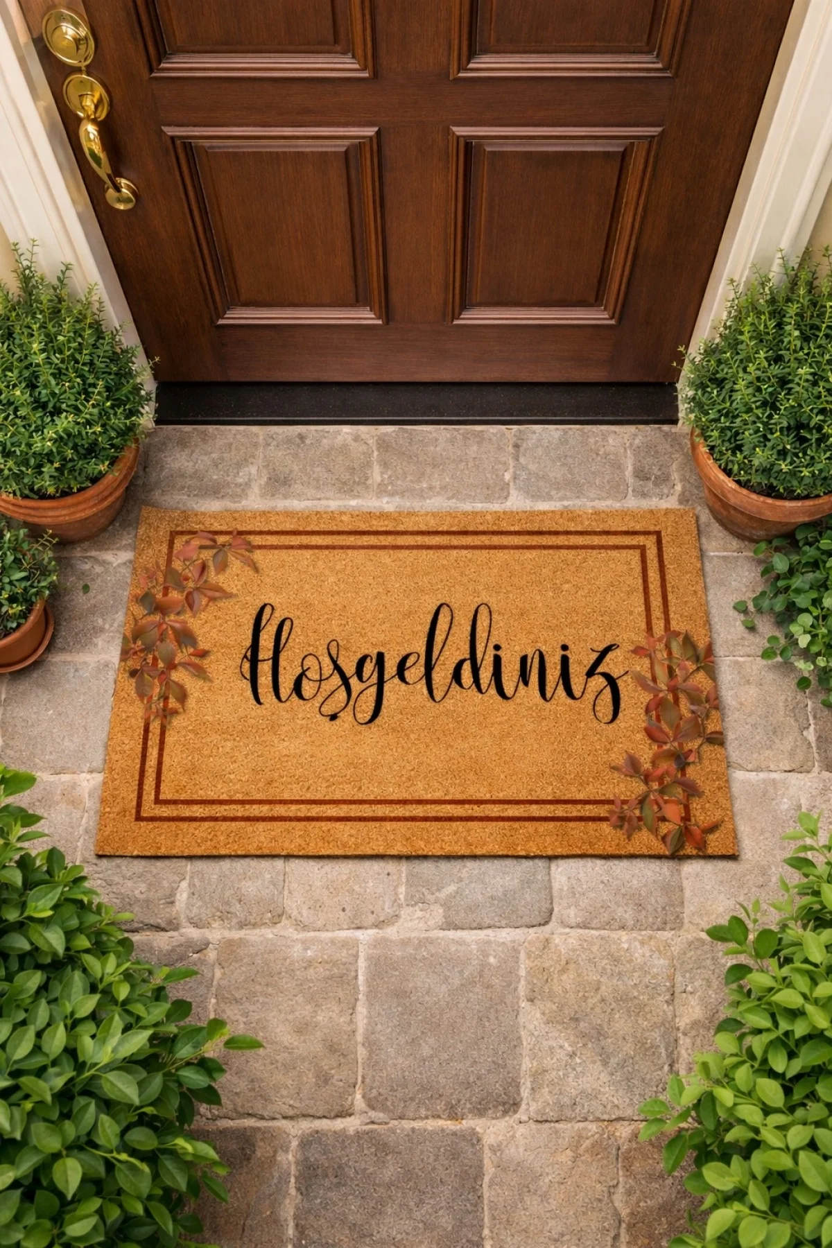 Esnature Sarmaşık Desenli Kapı Paspası Önü Paspası 45x70 Cm