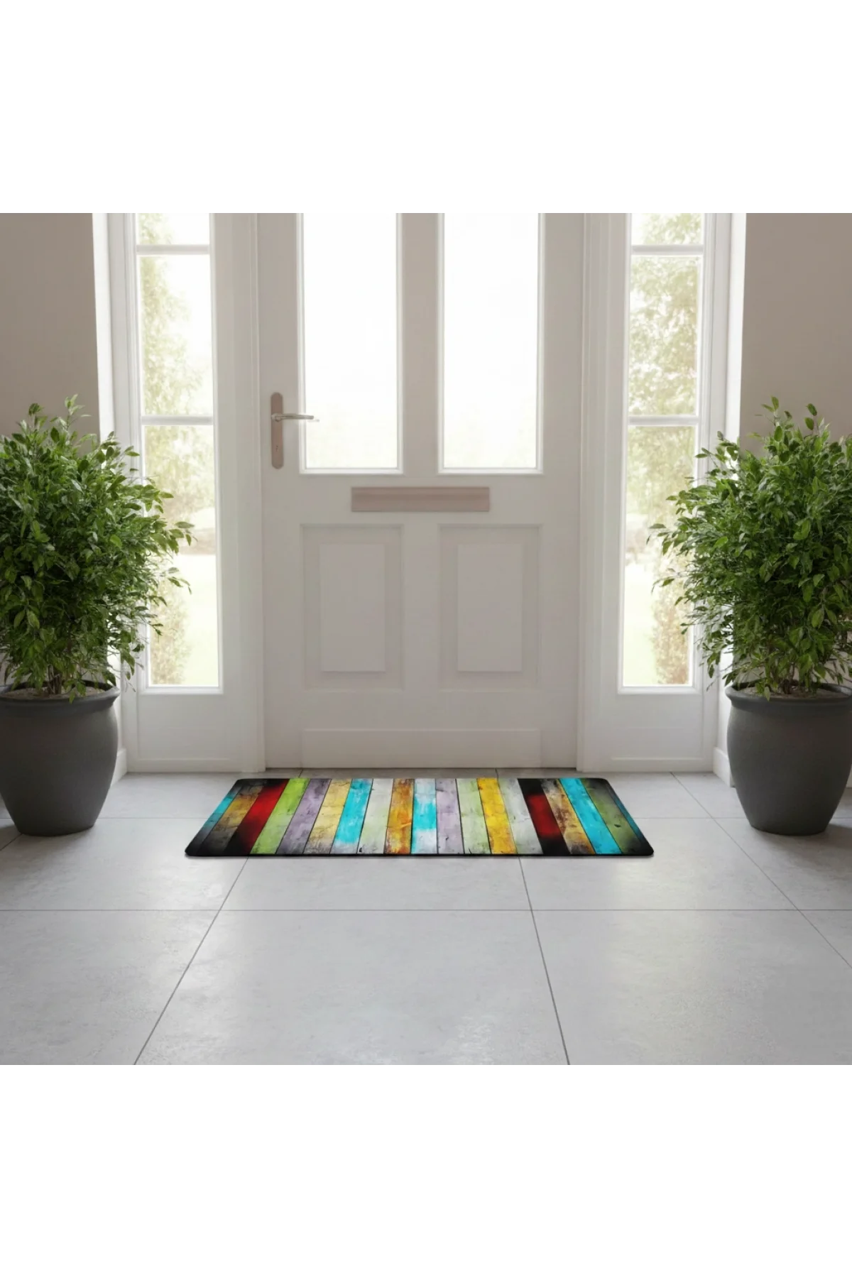 Esnature Rustik Ahşap Renkli Kapı Önü Paspası 45x70 Cm