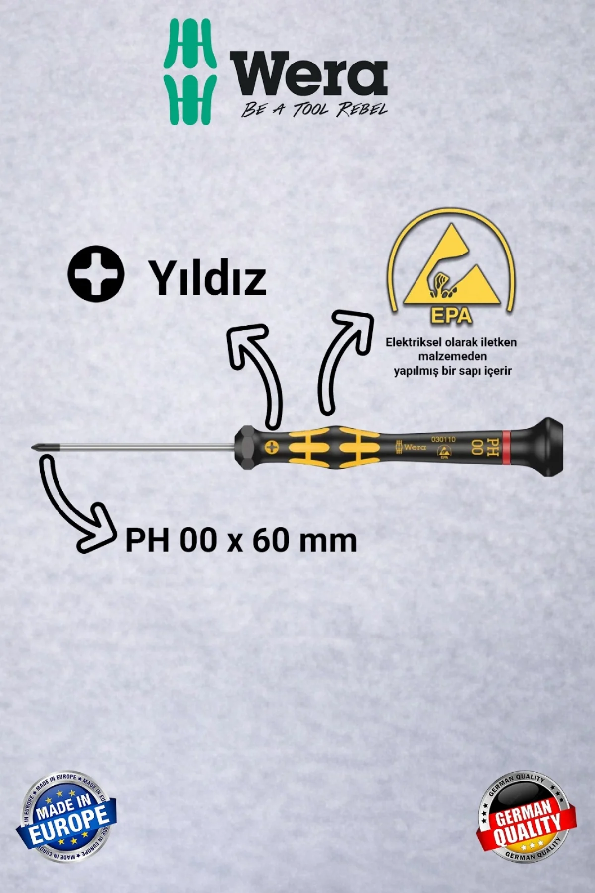 Wera Elektronikçi Telefoncu Saatçi Tornavida Seti 3 Parça | Profesyonel Mikro Tamir Seti