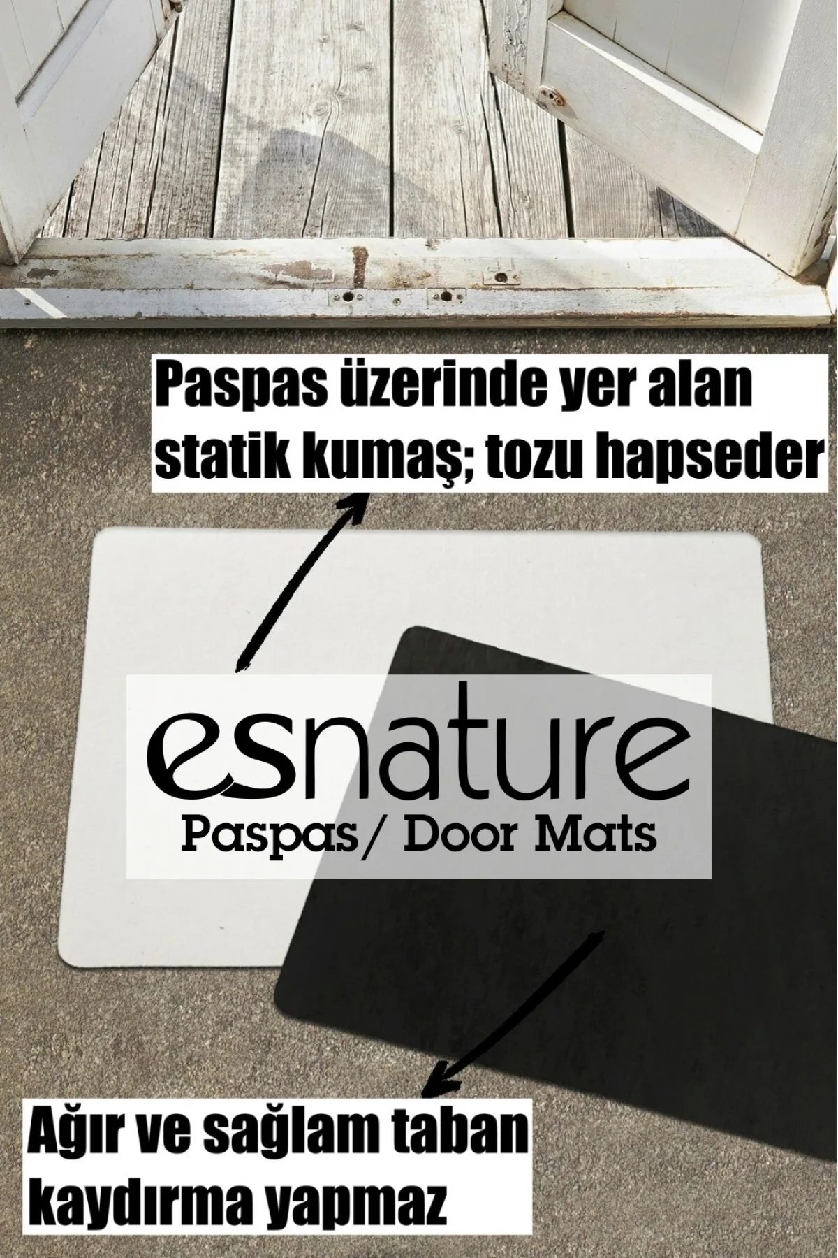 Esnature Köpek Desenli Patilerinizi Silin Yazılı Kapı Önü Paspası 45x70 Cm
