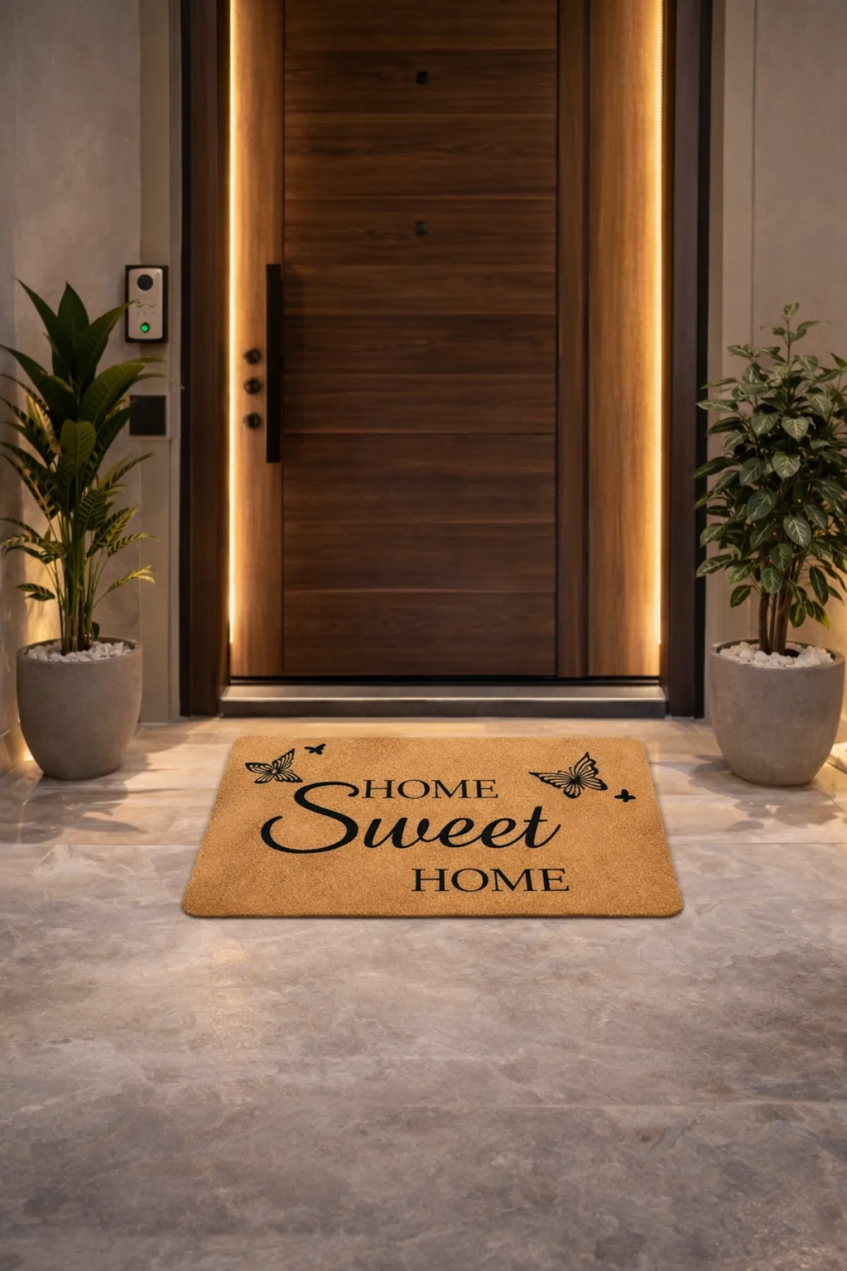 Esnature Evim Evim Güzel Evim Home Sweet Home Kahverengi Kapı Önü Paspası 45x70 Cm