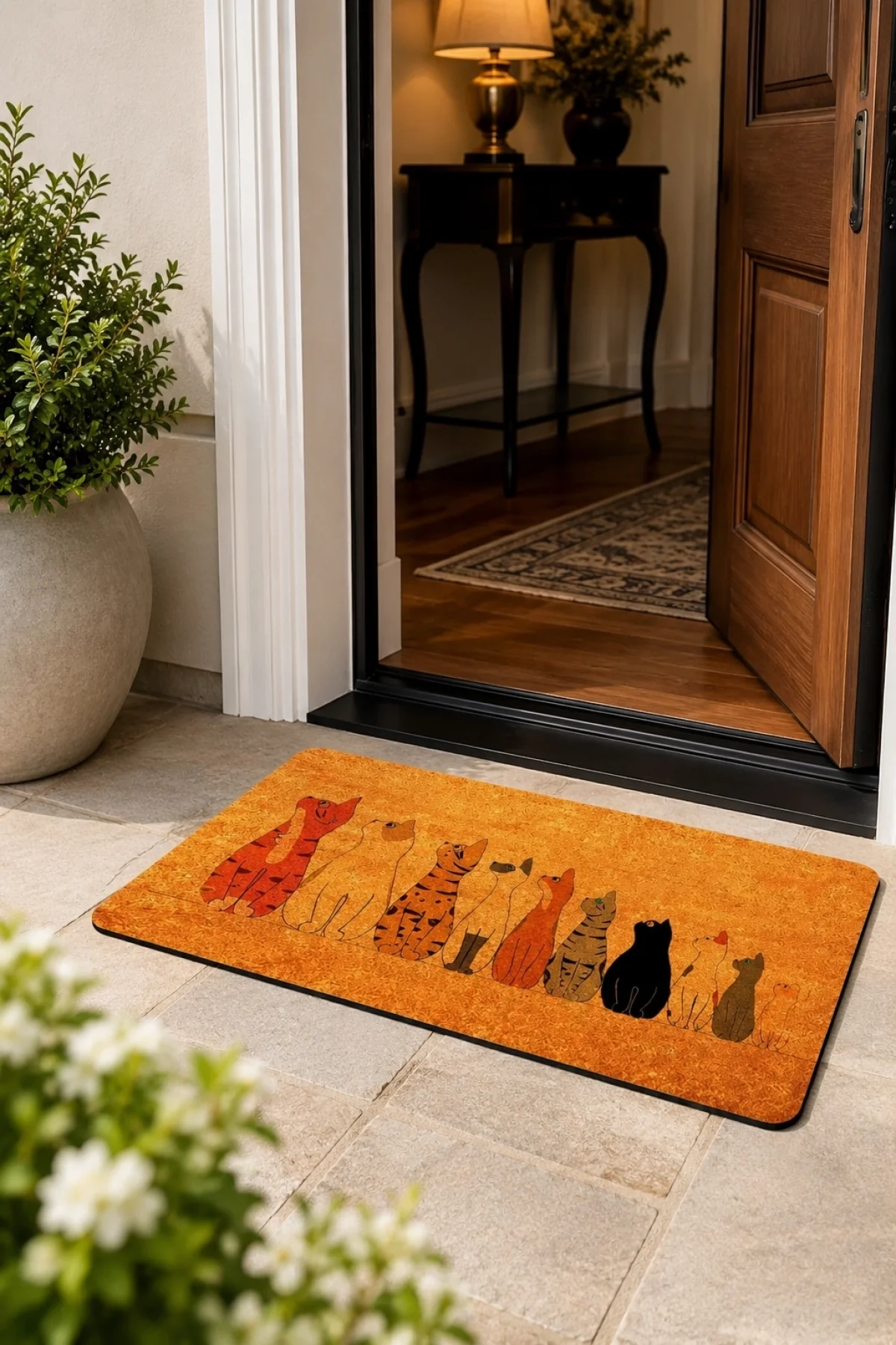 Esnature Sevimli Kediler Kapı Önü Paspası 45x70 Cm