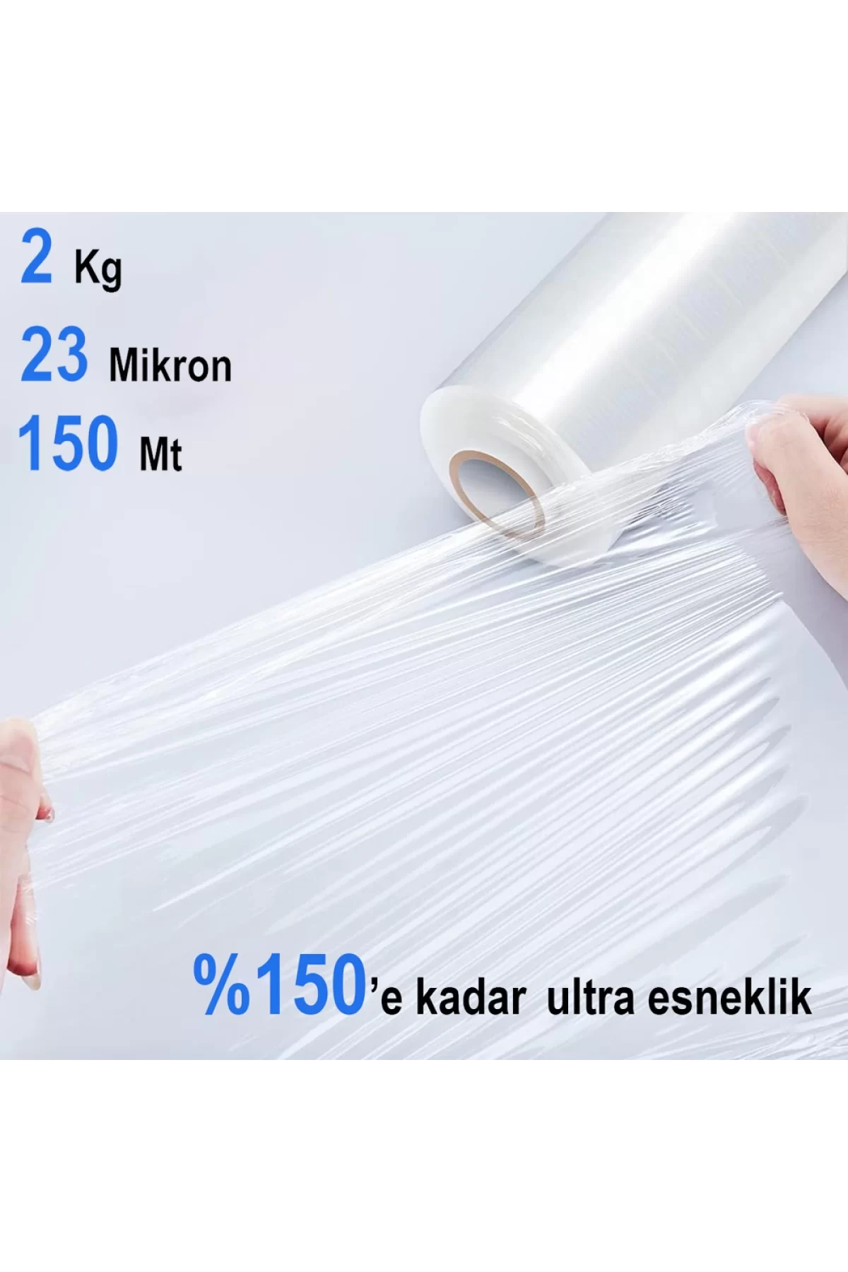 Alveta El Tipi Rulo Streç Film %150 Esneklik 2 Kg 23 Mikron 150 Metre Yırtılmaya Dayanıklı 50 Cm