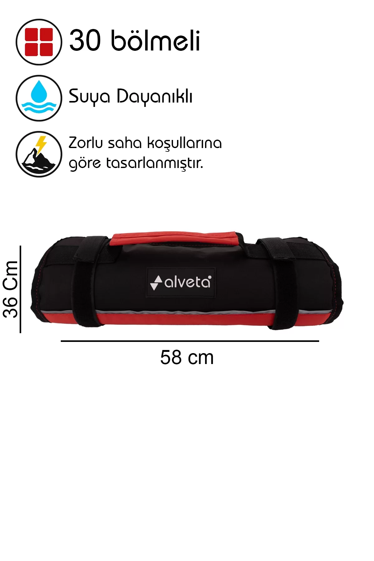 Alveta Profesyonel Rulo Alet Takım Çantası Elektrikçi Teknisyen Tesisatçı Mekanikçi Saha Çantası 8684250504