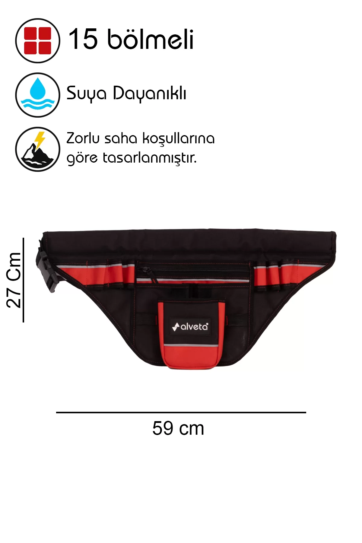 Alveta Profesyonel Universal Bel Tipi Takım Kemeri Elektrikçi Sucu Kalıpçı El Aletleri Çantası 8684250505