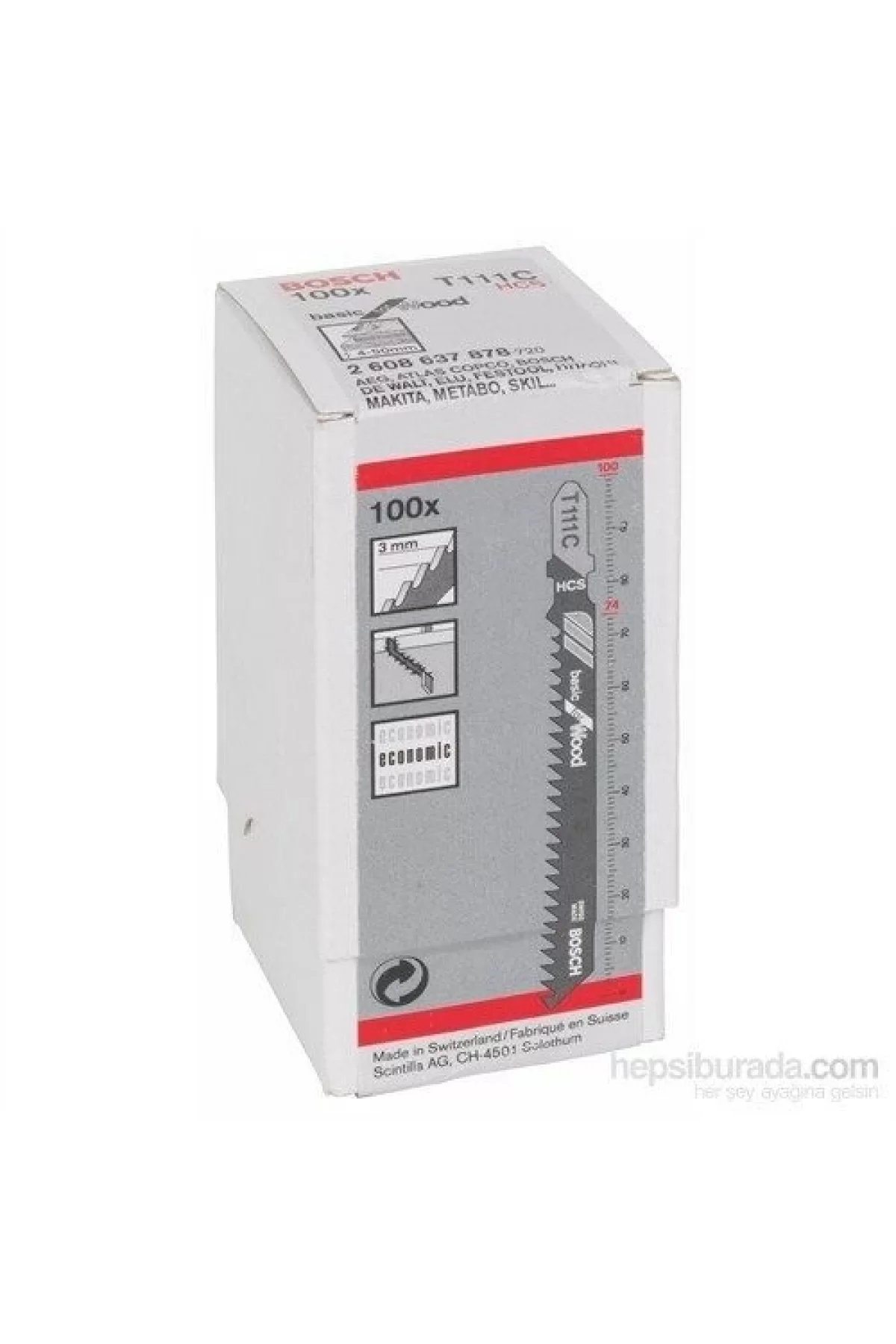 Bosch  - Ekonomik Seri Ahşap İçin T 111 C Dekupaj Testeresi Bıçağı - 100Lü Paket