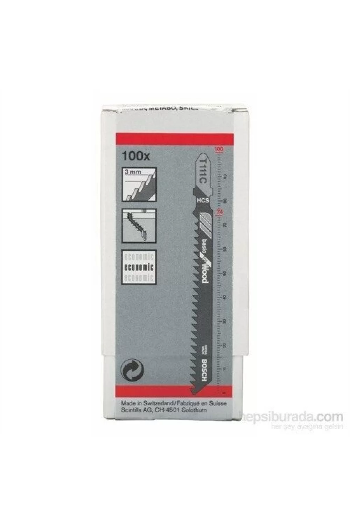 Bosch  - Ekonomik Seri Ahşap İçin T 111 C Dekupaj Testeresi Bıçağı - 100Lü Paket