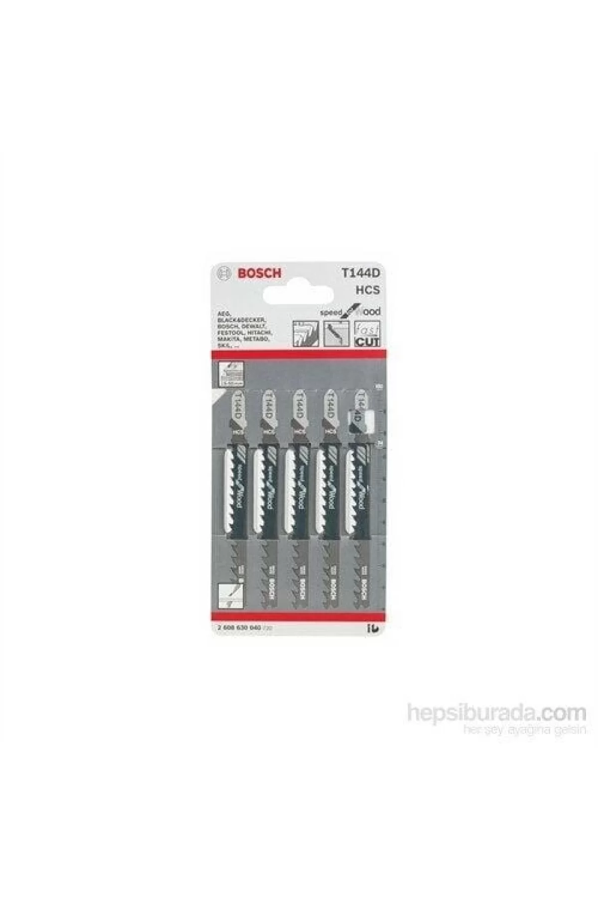 Bosch  - Hızlı Kesim Serisi Ahşap İçin T 144 D Dekupaj Testeresi Bıçağı - 5Li Paket
