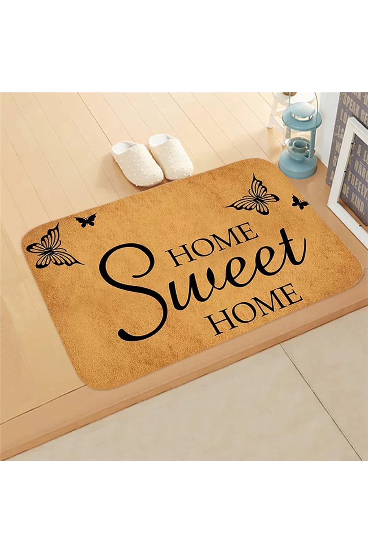 Esnature Evim Evim Güzel Evim Home Sweet Home Kahverengi Kapı Önü Paspası 45x70 Cm