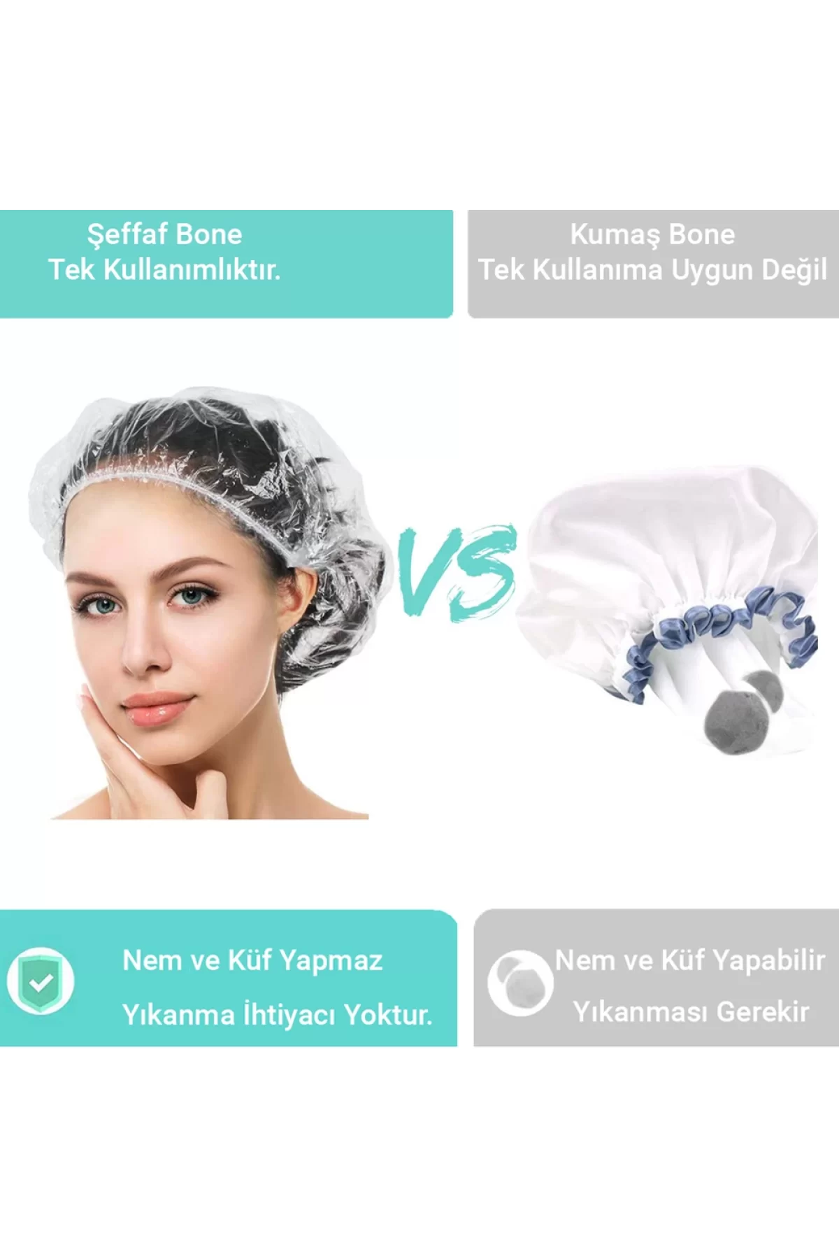 Esnature Tek Kullanımlık Naylon Duş Bonesi 50 Adet