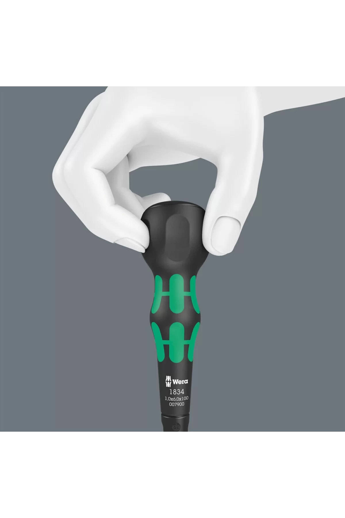 Wera 1834 Kraftform BallGrip/Yumru Saplı Düz Tornavida, 1 x 6 x 150 mm