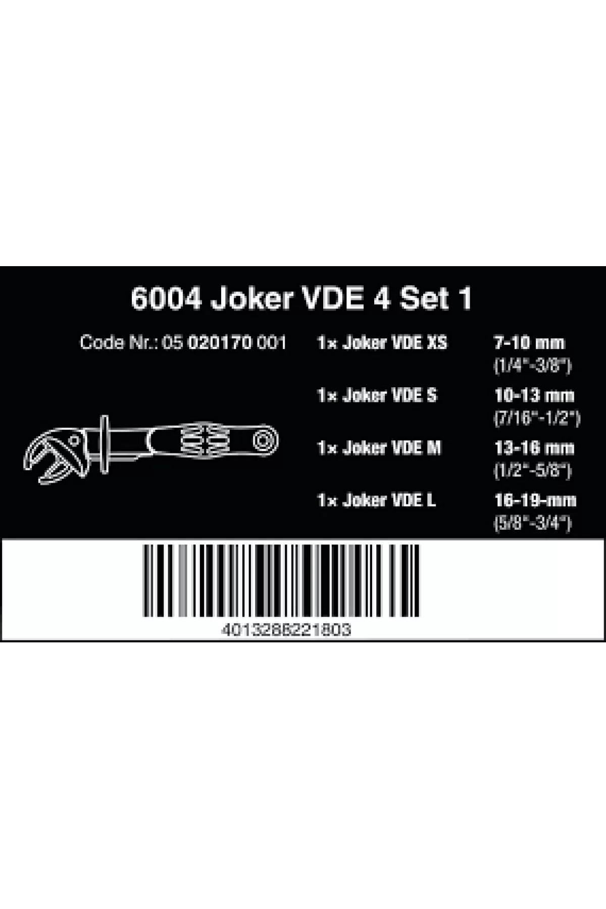 Wera 6004 Joker VDE İzoleli 4 Lü İngiliz Anahtar Seti 05020170001