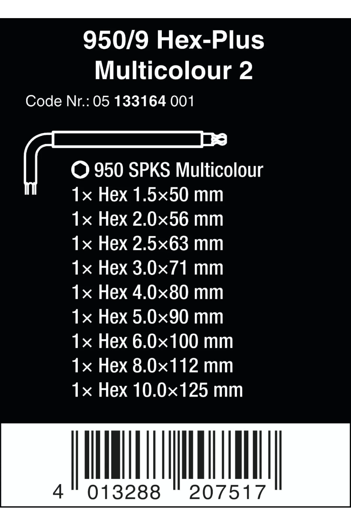 Wera 950/9 Hex-Plus Kısa Renkli Alyan Seti 05133164001