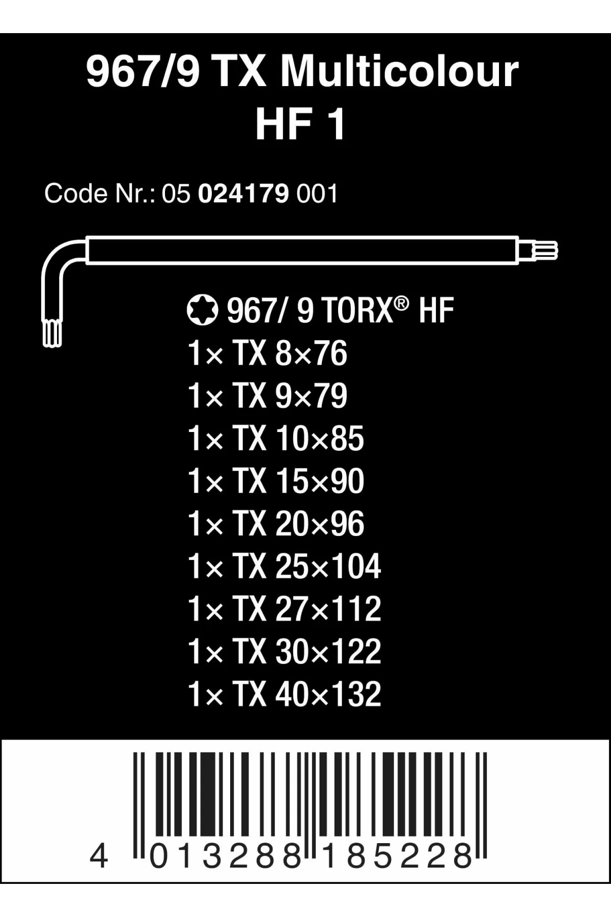 Wera 967/9 Torx Kısa Renkli Alyan Seti 05024179001