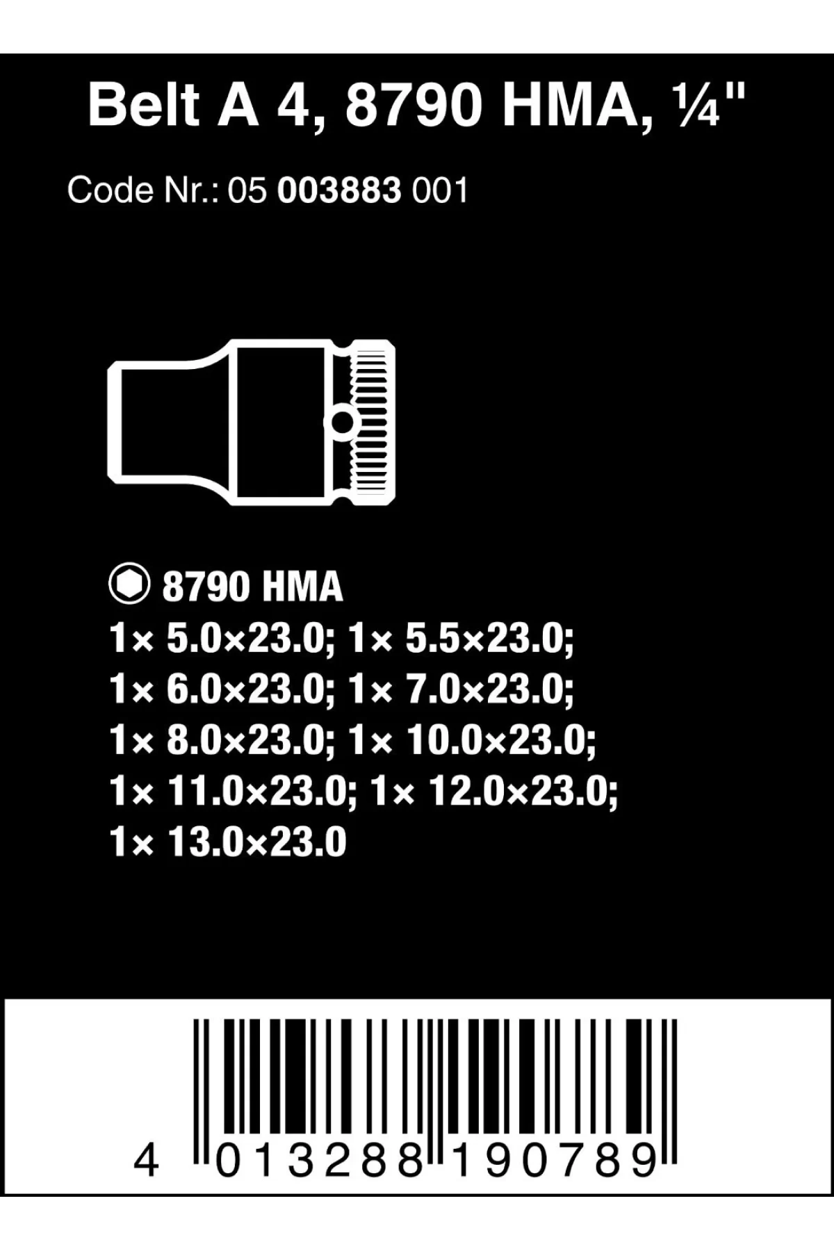 Wera A4 1/4 Lokma Takımı 05003883001