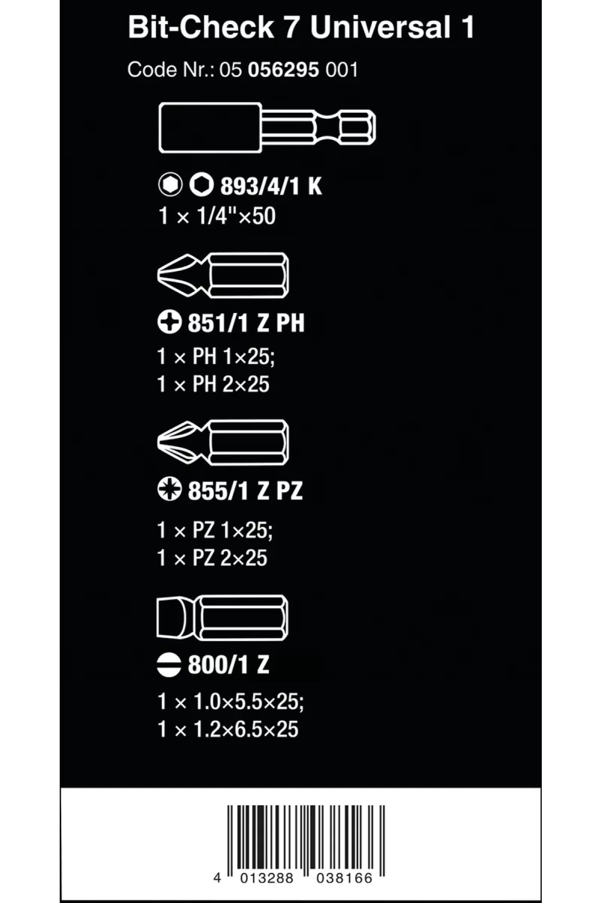 Wera Bit-Check 7 Li Ph/Yıldız Düz Uzatmalı Bits Matkap Ucu Seti 05056295001