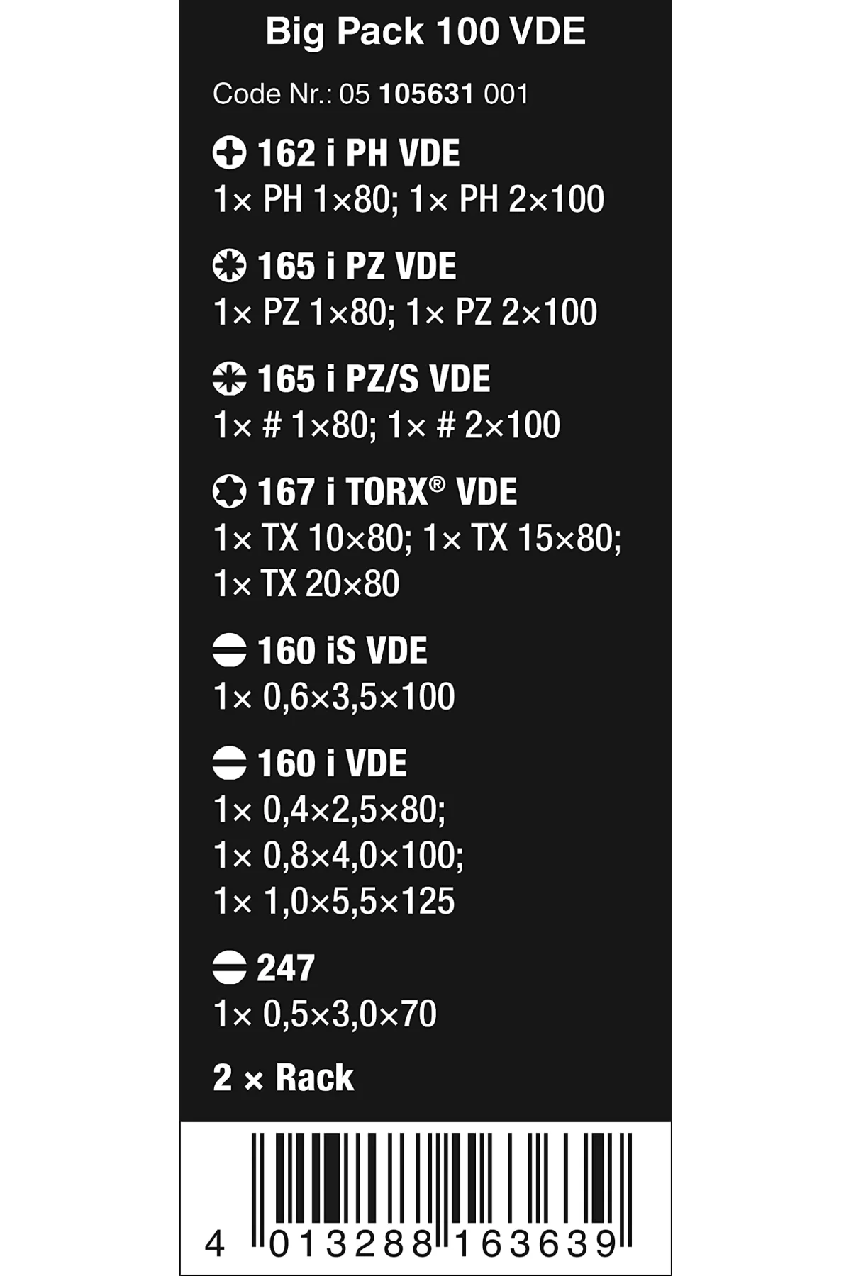 Wera Kraftform 100 VDE 14 Parça Elektrikçi Tornavida Seti 05105631001