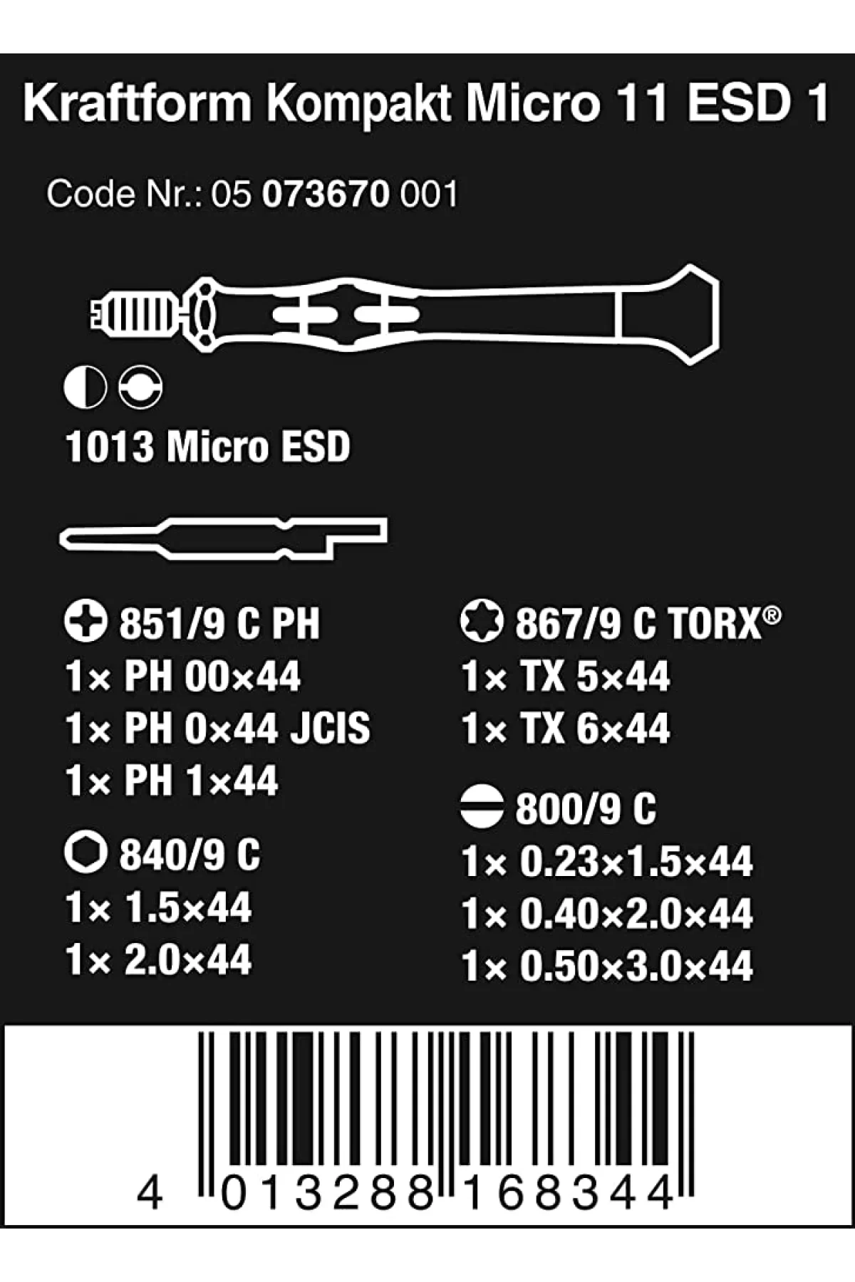 Wera Kraftform Kompakt Mikro-Seti ESD/11 05073670001