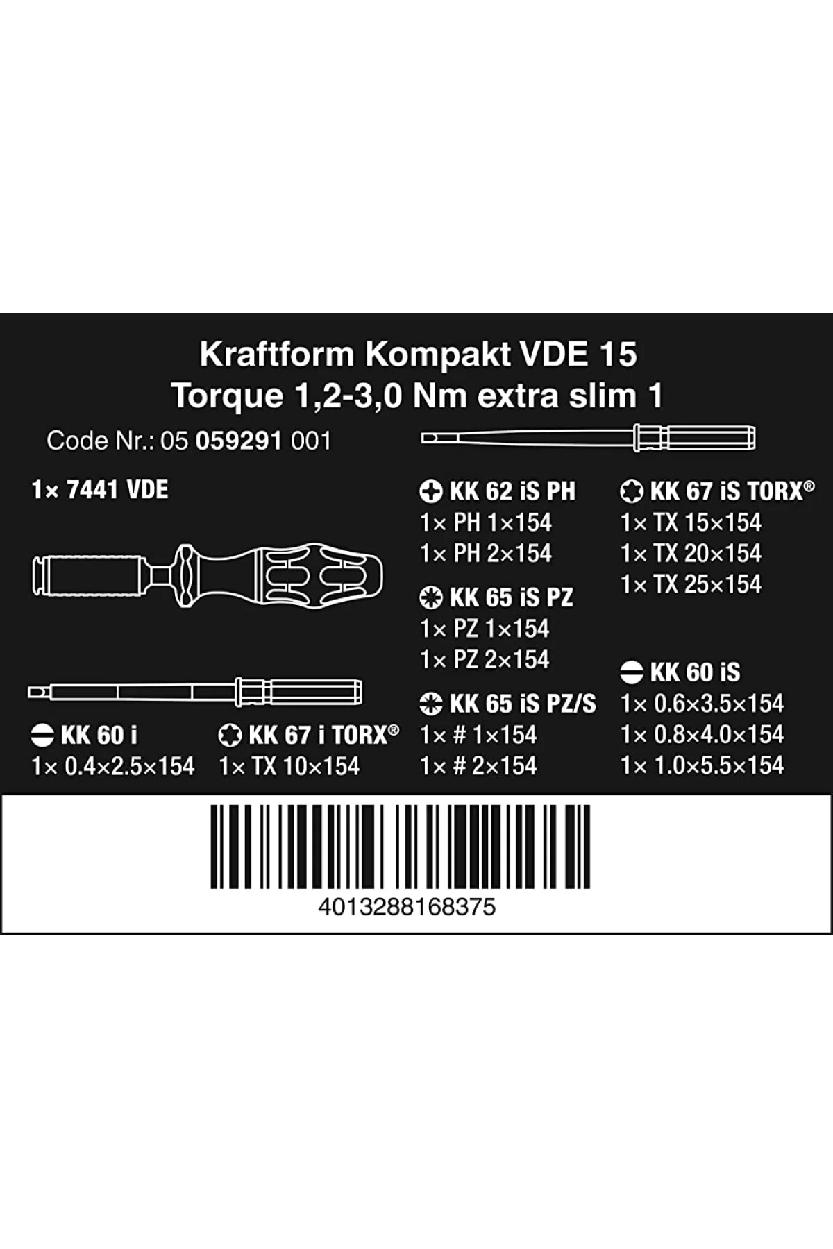 Wera Kraftform Kompakt VDE İzoleli Torklu 1.2-3.0 Tornavida Set 05059291001