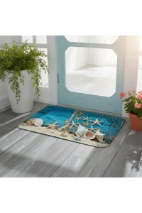 Esnature Deniz Kumsal Deniz Yıldızlı Mavi Kapı Önü Paspası 45x70 Cm