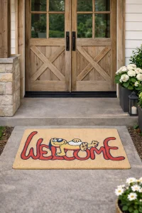 Esnature Sevimli Tembel Köpek Kahverengi Kapı Önü Paspası 45x70 Cm