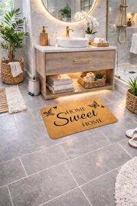 Esnature Evim Evim Güzel Evim Home Sweet Home Kahverengi Kapı Önü Paspası 45x70 Cm