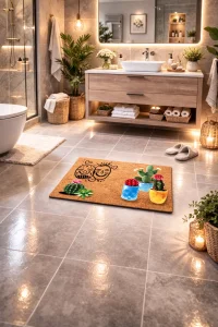 Esnature Kaktüs Desenli Kapı Önü Paspası 45x70 Cm