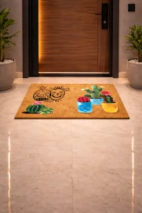 Esnature Kaktüs Desenli Kapı Önü Paspası 45x70 Cm