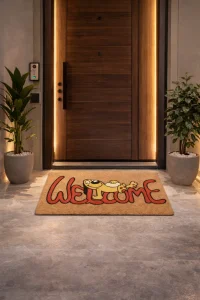 Esnature Sevimli Tembel Köpek Kahverengi Kapı Önü Paspası 45x70 Cm