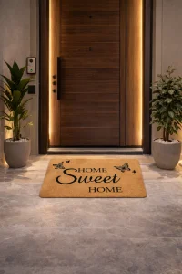 Esnature Evim Evim Güzel Evim Home Sweet Home Kahverengi Kapı Önü Paspası 45x70 Cm