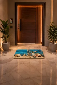 Esnature Deniz Kumsal Deniz Yıldızlı Mavi Kapı Önü Paspası 45x70 Cm