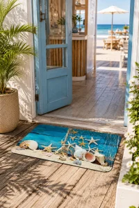 Esnature Deniz Kumsal Deniz Yıldızlı Mavi Kapı Önü Paspası 45x70 Cm