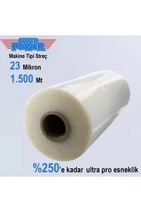 Alveta Makine Tipi Rulo Streç Film %250 Esneklik 23 Mikron 1500 Metre Yırtılmaya Dayanıklı 50 Cm