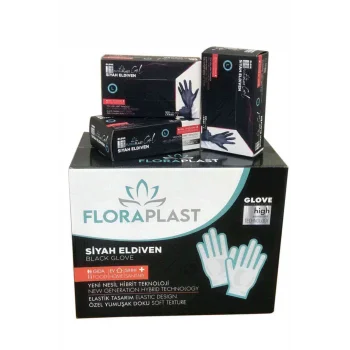 Floraplast L Boy Pudrasız Elastik 1 Koli 2000 Adet Siyah Eldiven
