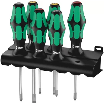 Wera 335/350/355/6 Kraftform Plus Tornavida Seti, Lasertip + Raf