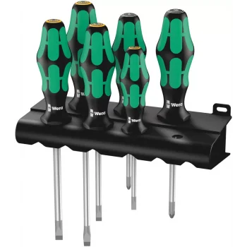 Wera 334/355/6 Raflı Kraftform Plus Tornavida Seti, Lasertip + Raf