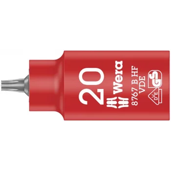 Wera 8767 B VDE HF TORX® Uçlu Zyklop Yalıtımlı Lokma Bits, 3/8 Soketli, Tutma Fonksiyonlu, TX 20 x 55 mm