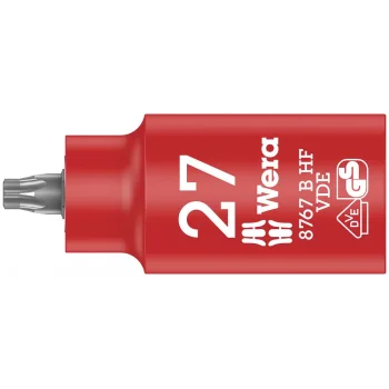 Wera 8767 B VDE HF TORX® Uçlu Zyklop Yalıtımlı Lokma Bits, 3/8 Soketli, Tutma Fonksiyonlu, TX 27 x 55 mm