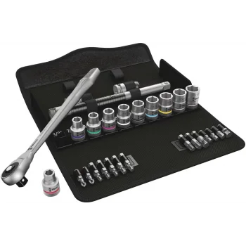 Wera 8100 SC 10 Zyklop Metal Cırcır Seti, İtmeli 1/2 Sürücülü, inç