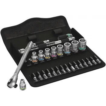 Wera 8100 SA 7 Zyklop Metal İtmeli Cırcır Seti, 1/4 Sürücülü, metrik