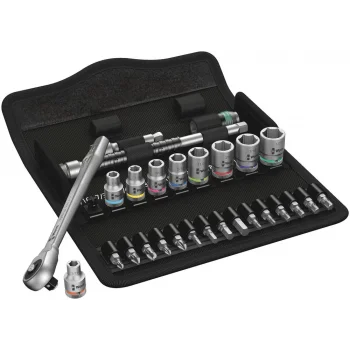Wera 8100 SA 10 Zyklop Metal İtmeli Cırcır Seti, 1/4 Sürücülü, inç