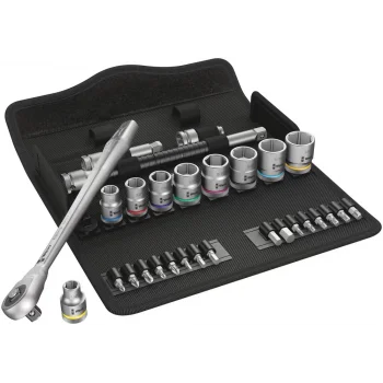 Wera 8100 SB 10 Zyklop Metal İtmeli Cırcır Seti, 3/8 Sürücülü, inç