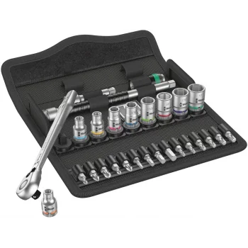 Wera 8100 SA 11 Zyklop Metal Yön Mandallı Cırcır Seti, 1/4 Sürücülü, inç