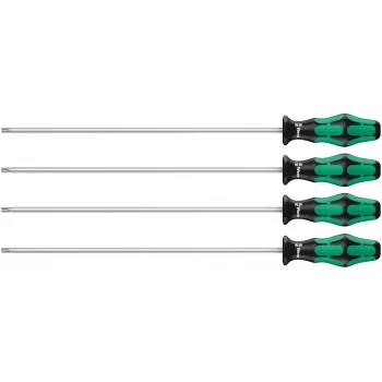 Wera 367/4 TORX® HF Kraftform Plus Tornavida Set, Tutma Fonksiyonlu 300 mm Uzun Bıçaklı